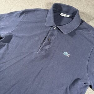 Lacoste Polo Shirt Mens Size 5 Large Navy Blue J.Crew Collab Pique Short Sleeve